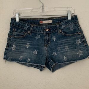 Levi’s Shorty Shorts Junior Stars Print Denim Shorts Size 7